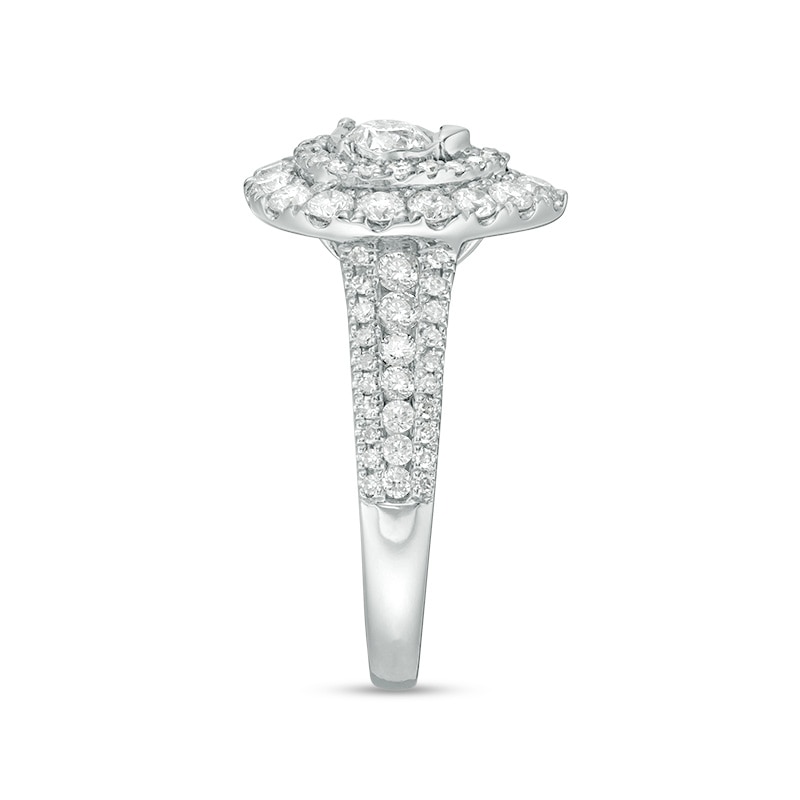 1.50 CT. T.W. Diamond Pear-Shaped Double Frame Engagement Ring 10K White Gold