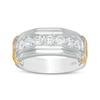 Thumbnail Image 0 of Men's 1.00 CT. T.W. Diamond Seven Stone Satin Wedding Band in 10K Two-Tone Gold