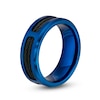Thumbnail Image 2 of Men's 8.0mm Bevelled Edge Double Cable Wedding Band in Stainless Steel with Black and Blue Ion-Plate – Size 10