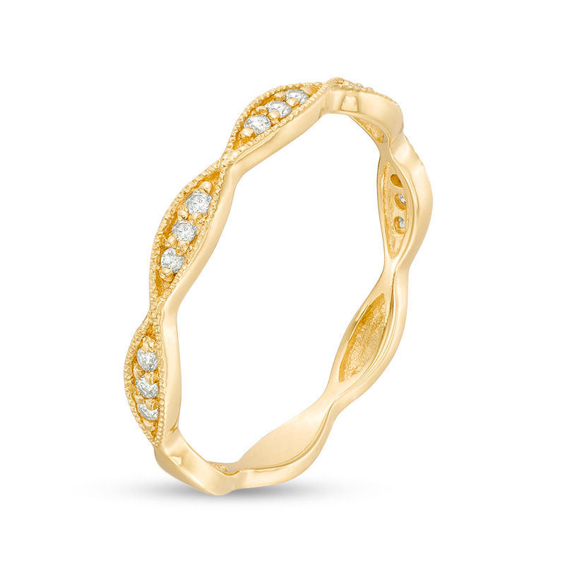 Main Image 3 of 0.085 CT. T.W. Diamond Marquise Frame Vintage-Style Band in 10K Gold