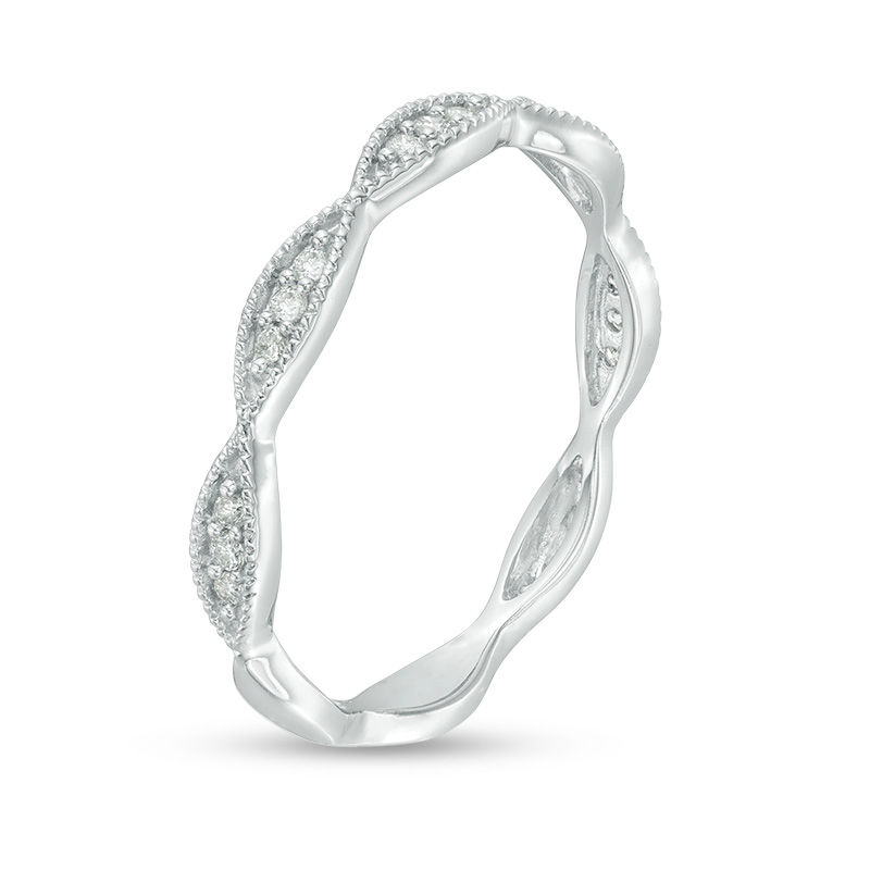 0.085 CT. T.W. Diamond Marquise Frame Vintage-Style Band in 10K White Gold