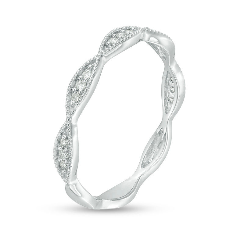 Main Image 3 of 0.085 CT. T.W. Diamond Marquise Frame Vintage-Style Band in 10K White Gold