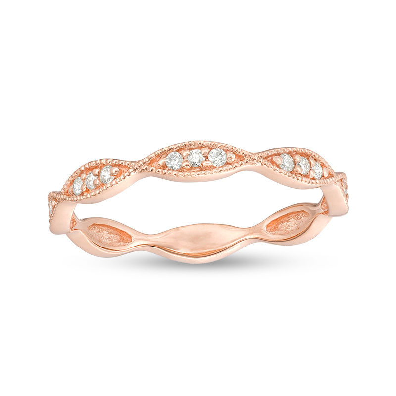 0.085 CT. T.W. Diamond Marquise Frame Vintage-Style Band in 10K Rose Gold