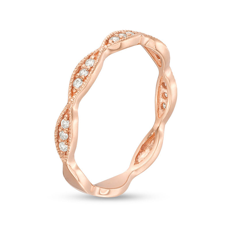 0.085 CT. T.W. Diamond Marquise Frame Vintage-Style Band 10K Rose Gold