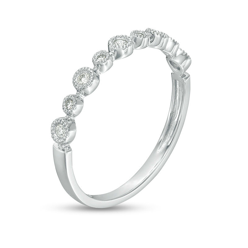 Main Image 3 of 0.07 CT. T.W. Diamond Bezel-Set Anniversary Band in 10K White Gold