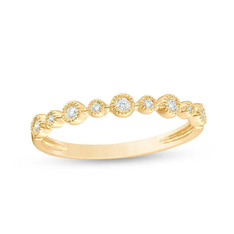 Main Image 1 of 0.07 CT. T.W. Diamond Bezel-Set Anniversary Band in 10K Gold