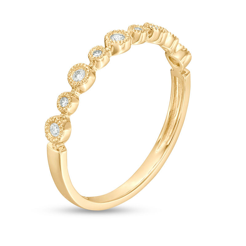 Main Image 2 of 0.07 CT. T.W. Diamond Bezel-Set Anniversary Band in 10K Gold