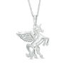Thumbnail Image 1 of 0.04 CT. T.W. Diamond Winged Unicorn Pendant in Sterling Silver
