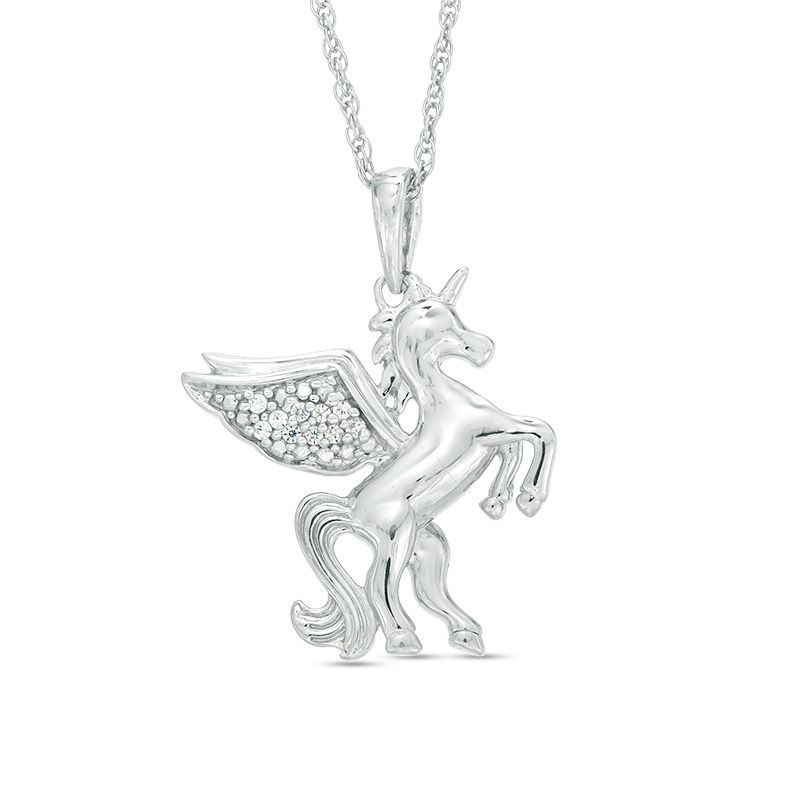 0.04 CT. T.W. Diamond Winged Unicorn Pendant in Sterling Silver