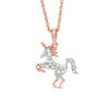 Thumbnail Image 1 of 0.117 CT. T.W. Diamond Unicorn Pendant in Sterling Silver with 14K Rose Gold Plate