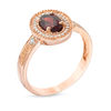 Thumbnail Image 2 of Oval Garnet and 0.085 CT. T.W. Diamond Frame Vintage-Style Ring in 10K Rose Gold