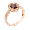 Thumbnail Image 3 of Oval Garnet and 0.085 CT. T.W. Diamond Frame Vintage-Style Ring in 10K Rose Gold