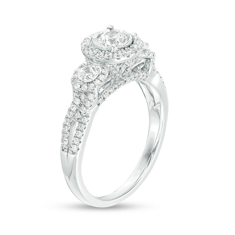 Main Image 2 of 0.95 CT. T.W. Diamond Past Present Future® Frame Engagement Ring in 14K White Gold