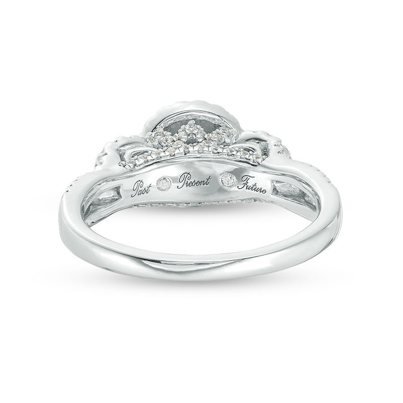 0.95 CT. T.W. Diamond Past Present Future® Frame Engagement Ring in 14K White Gold