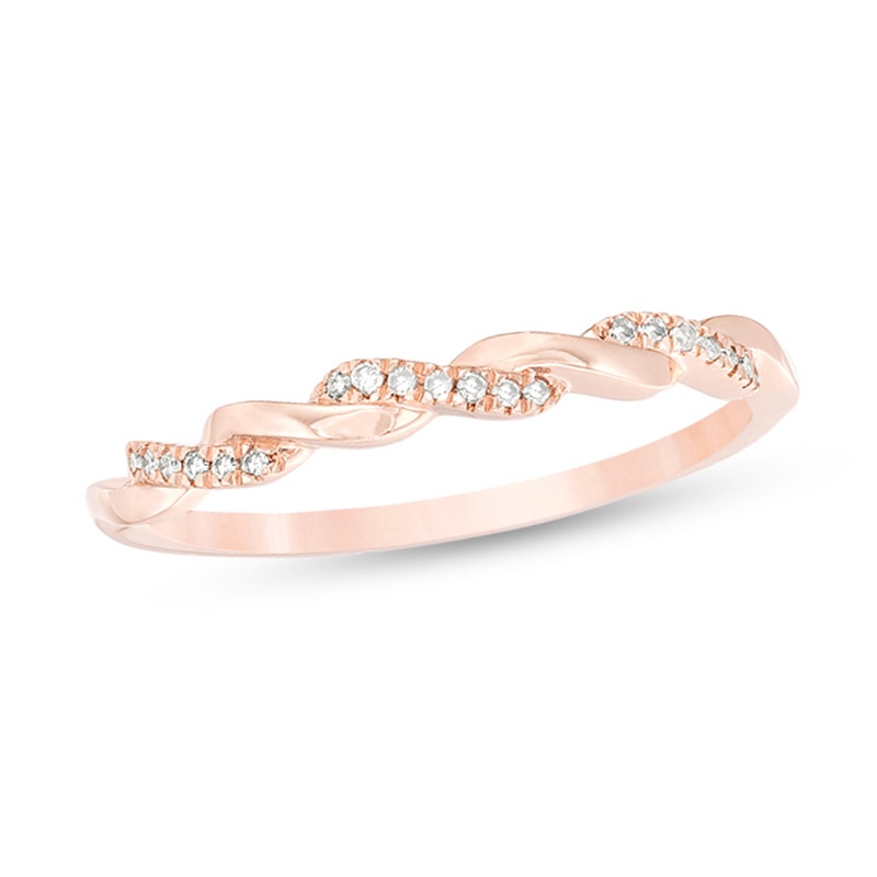 0.05 CT. T.W. Diamond Twist Wedding Band in 10K Rose Gold|Peoples Jewellers
