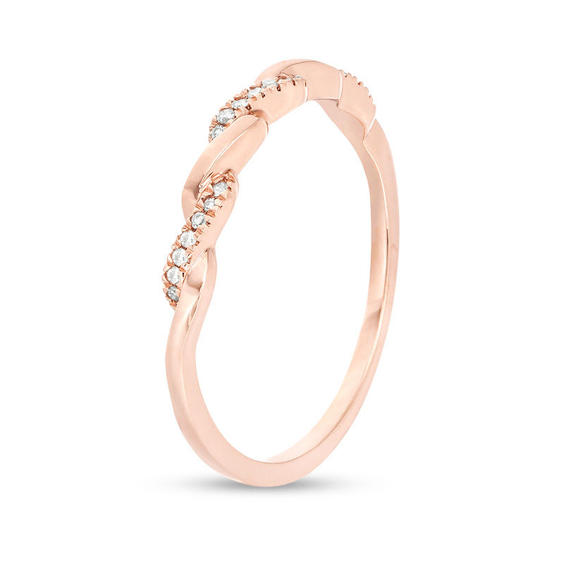 0.05 CT. T.W. Diamond Twist Wedding Band in 10K Rose Gold|Peoples Jewellers