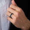 Thumbnail Image 2 of 0.45 CT. T.W. Diamond Zig-Zag Centre Wedding Band in 10K White Gold with Black Rhodium