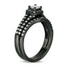 0.36 CT. T.W. Princess-Cut Diamond Frame Bridal Set in 10K White Gold with Black Rhodium
