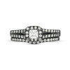 0.36 CT. T.W. Princess-Cut Diamond Frame Bridal Set in 10K White Gold with Black Rhodium