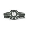 Thumbnail Image 4 of 0.22 CT. T.W. Diamond Cushion Frame Vintage-Style Bridal Set in 10K White Gold with Black Rhodium