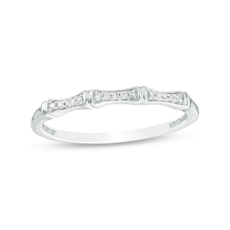 0.05 CT. T.W. Diamond Bamboo Anniversary Band in 10K White Gold