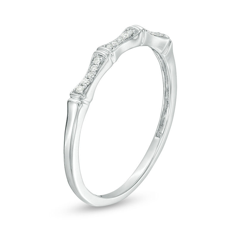 0.05 CT. T.W. Diamond Bamboo Anniversary Band in 10K White Gold