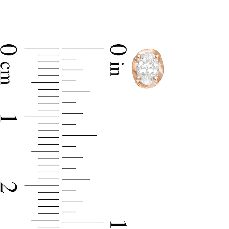 Main Image 3 of 0.45 CT. T. W. Oval Diamond Solitaire Stud Earrings in 10K Rose Gold