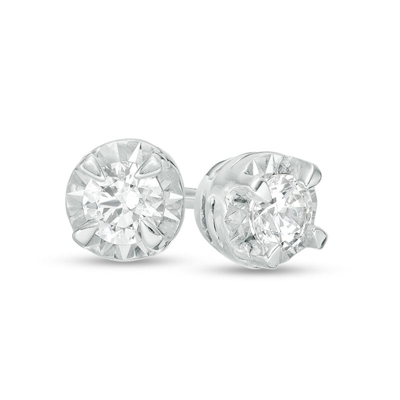 0.145 CT. T.W. Diamond Solitaire Stud Earrings in 10K White Gold