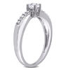 Thumbnail Image 3 of 4.0mm Lab-Created White Sapphire and 0.04 CT. T.W. Diamond Crossover Promise Ring in Sterling Silver