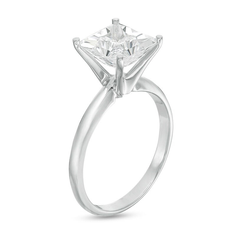 Main Image 3 of 3.00 CT. Certified Princess-Cut Diamond Solitaire Engagement Ring in 14K White Gold (J/I1)