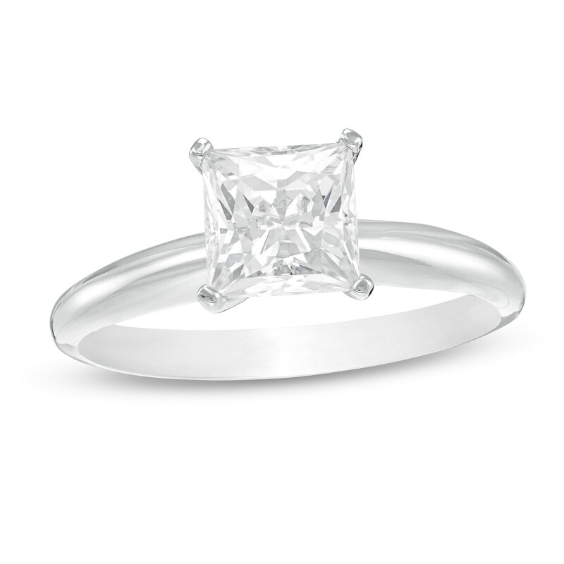 Main Image 1 of 1.20 CT. Certified Princess-Cut Diamond Solitaire Engagement Ring in 14K White Gold (J/I1)