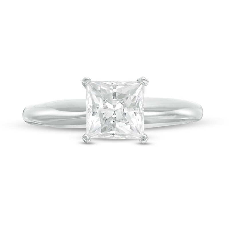 Main Image 4 of 1.20 CT. Certified Princess-Cut Diamond Solitaire Engagement Ring in 14K White Gold (J/I1)