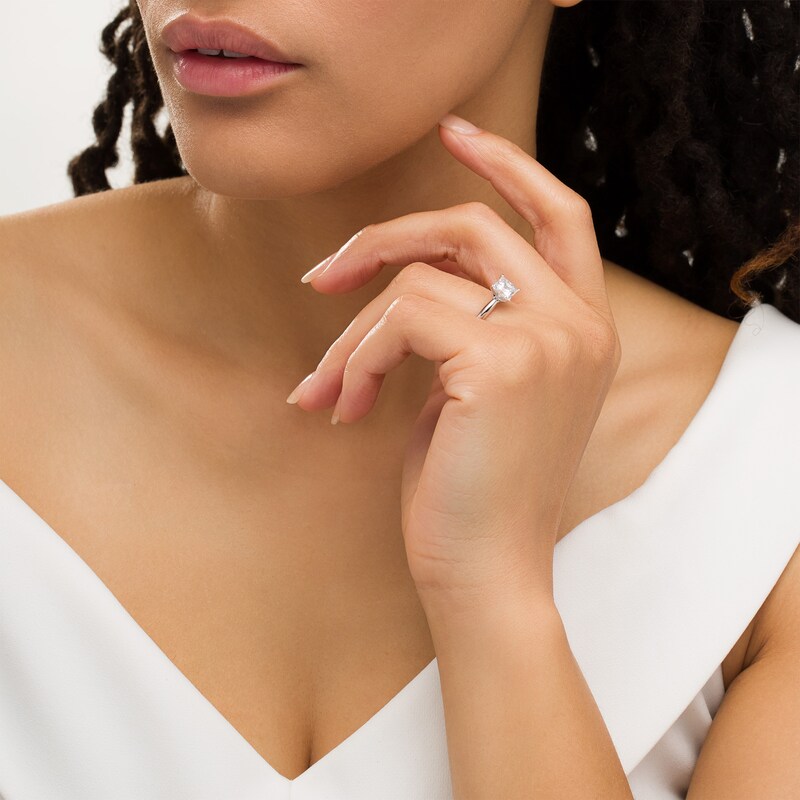Main Image 2 of 1.50 CT. Certified Princess-Cut Diamond Solitaire Engagement Ring in 14K White Gold (J/I1)