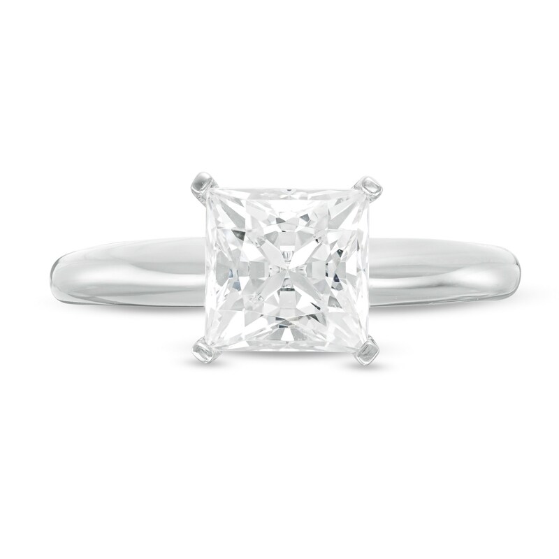 Main Image 4 of 1.50 CT. Certified Princess-Cut Diamond Solitaire Engagement Ring in 14K White Gold (J/I1)