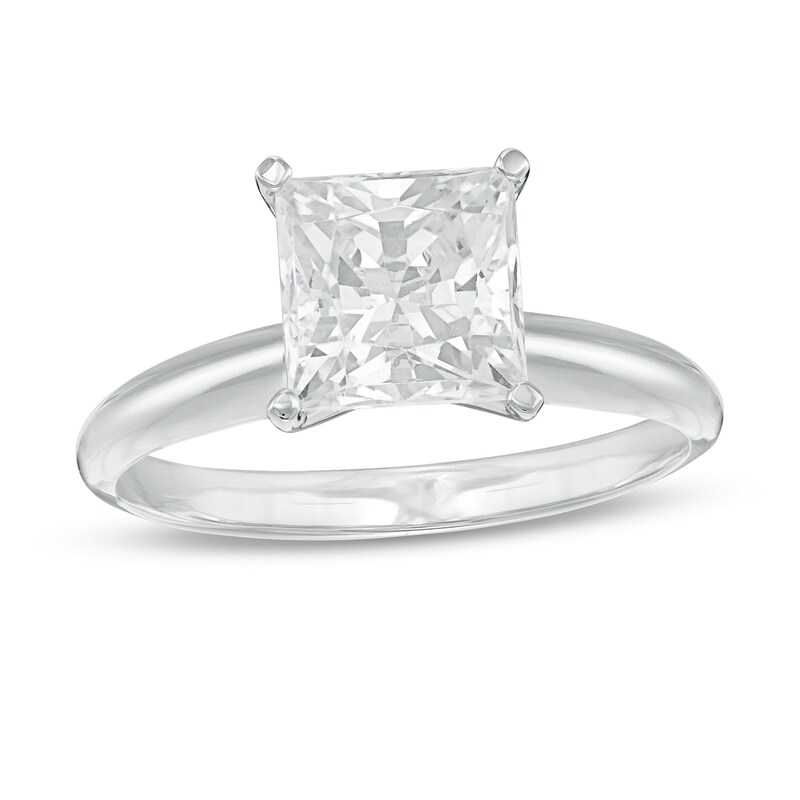 Main Image 1 of 2.00 CT. Certified Princess-Cut Diamond Solitaire Engagement Ring in 14K White Gold (J/I1)