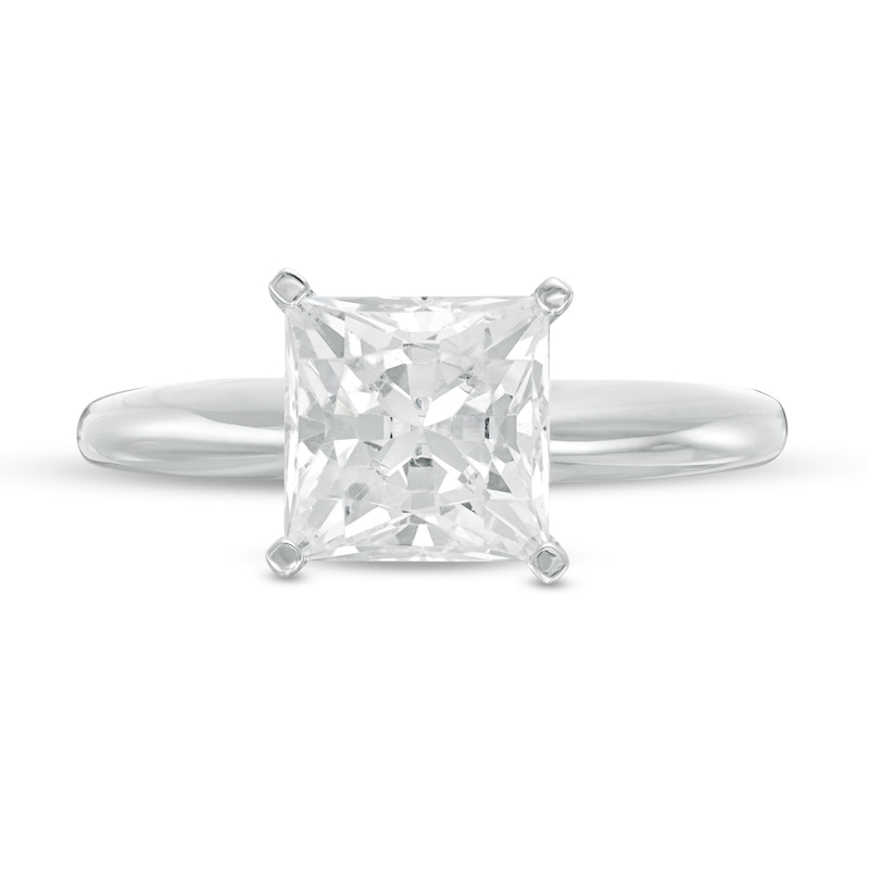 Main Image 4 of 2.00 CT. Certified Princess-Cut Diamond Solitaire Engagement Ring in 14K White Gold (J/I1)