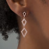 Thumbnail Image 1 of Lab-Created White Sapphire and 0.086 CT. T.W. Diamond Triple Kite-Shaped Drop Earrings in 10K Rose Gold