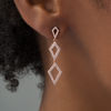Thumbnail Image 2 of Lab-Created White Sapphire and 0.086 CT. T.W. Diamond Triple Kite-Shaped Drop Earrings in 10K Rose Gold