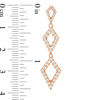 Thumbnail Image 3 of Lab-Created White Sapphire and 0.086 CT. T.W. Diamond Triple Kite-Shaped Drop Earrings in 10K Rose Gold
