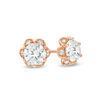 Thumbnail Image 1 of 6.0mm Lab-Created White Sapphire Flower Frame Stud Earrings in Sterling Silver with 18K Rose Gold Plate