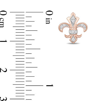 Enchanted Disney Aurora 0.04 CT. T.W. Diamond Fleur-de-Lis Stud Earrings in 10K Rose Gold
