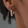 Thumbnail Image 1 of Lab-Created White Sapphire Hoop Earrings in Sterling Silver with 18K Rose Gold Plate