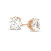 Thumbnail Image 1 of 8.0mm Lab-Created White Sapphire and 0.145 CT. T.W. Diamond Stud Earrings in 10K Rose Gold