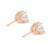 Thumbnail Image 3 of 8.0mm Lab-Created White Sapphire and 0.145 CT. T.W. Diamond Stud Earrings in 10K Rose Gold