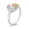 Thumbnail Image 1 of Enchanted Disney Jasmine 0.085 CT. T.W. Diamond Moon and Star Open Ring in Sterling Silver and 10K Gold
