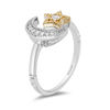 Thumbnail Image 2 of Enchanted Disney Jasmine 0.085 CT. T.W. Diamond Moon and Star Open Ring in Sterling Silver and 10K Gold
