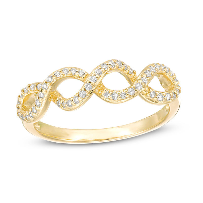 Main Image 1 of 0.19 CT. T.W. Diamond Twist Infinity Ring in 10K Gold