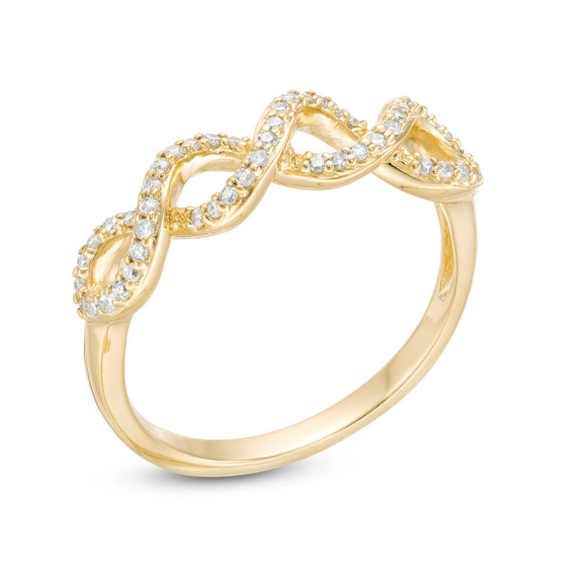 Main Image 2 of 0.19 CT. T.W. Diamond Twist Infinity Ring in 10K Gold