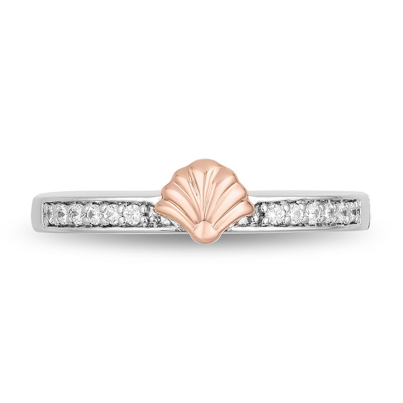 Enchanted Disney Ariel 0.085 CT. T.W. Diamond Seashell Ring in Sterling Silver and 10K Rose Gold