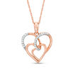 Thumbnail Image 1 of 0.07 CT. T.W. Diamond Triple Swirl Heart Pendant in 10K Rose Gold